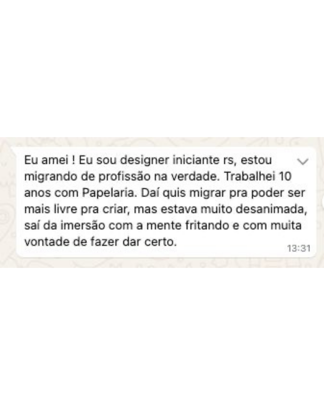 Depoimento de aluna designer iniciante